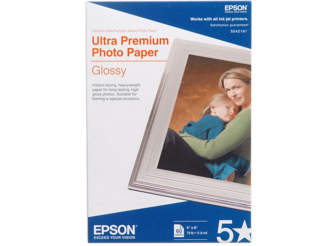 Epson Print Ultra Prem Photo Ppr Glossy 4x6 60 Sheets
