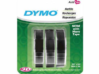 Dymo Embossing Labels 3/8 Black, 9.8 Length, 3 Rolls Per Pack