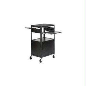 Bretford Adjustable Av Cabinet Cart With Two Slide Out Accessory Shelves. Black Color. 6-