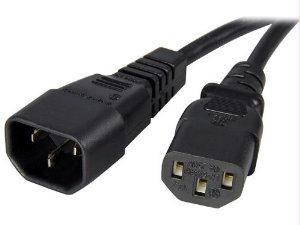 Startech Ac Power Cord 2ft (0.6m) 18awg Power Supply Extension Cable Iec 60320 C14 To C1