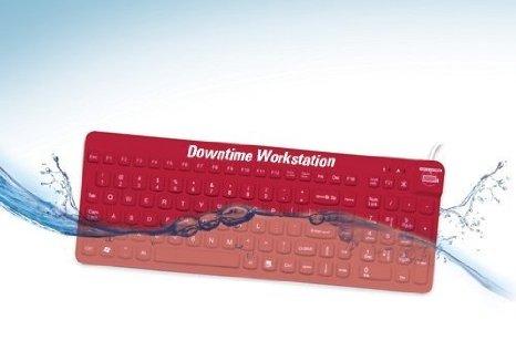 Man & Machine Red Waterproof, Sealed, Silicone Medical Grade Keyboard For Downtime Workstation