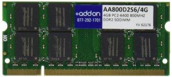 Add-on Addon Jedec Standard 4gb Ddr2-800mhz Unbuffered Dual Rank 1.8v 200-pin Cl6 Sodim
