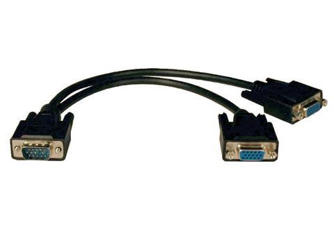 Tripp Lite 1ft Vga Monitor Y Splitter Cable Hd15 M/2xf 1 Ft