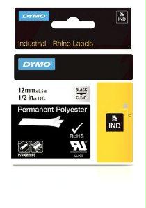 Dymo Rhino 1/2in X 18ft, Clear Permanent Poly Labels