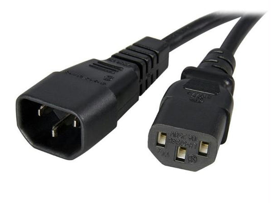Startech Ac Power Cord 1ft (0.3m) 18awg Power Supply Extension Cable Iec 60320 C14 To Iec