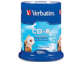Verbatim Americas Llc Verbatim Cd-r 700mb 52x With Blank White Surface-100pk Spindle