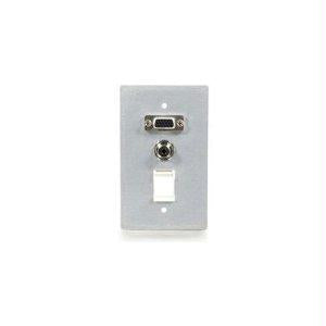 C2g Single Gang Hd15 + 3.5mm + (1) Keystone Wall Plate - Brushed Aluminum