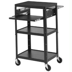Bretford Adjustable Av Cart With Two Slide Out Accessory Shelves. Black Color. No Power.