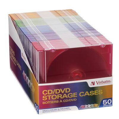 Verbatim 50pk Cd Dvd Color Slim Storage Cases