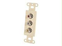 C2g Decora Style  Triple Rca Pass Through Wall Plate Insert - Ivory