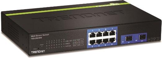 Trendnet Inc 8 Port Gigabit Web Smart Switch, 10/100/1000 Mbps, Sfp, Rack Mountable, Fanless,
